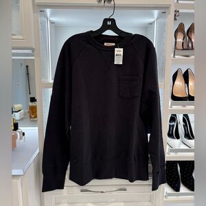 Todd Snyder Asphalt Crewneck Sweatshirt with Chest Pocket